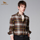 HENRY GRANT Henry Grant shirt long-sleeved coat top lapel men's autumn slim fit autumn plaid coffee color (QSC244170U211) 46 (170/88A)