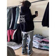 Digada sweatshirt men and women autumn and winter design niche trendy brand oversize plush American retro hooded sweatshirt jacket HDFS-6180 black [plus plush] L