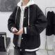 NASA BASE jacket men's spring and autumn 2025 new men's work clothes fake two-piece hooded loose casual versatile baseball uniform black XL 125-155Jin Jin equals 0.5 kg