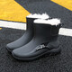 Xixiangyuan Nouvelles bottes de pluie pour tube court pour hommes chaussures imperméables intégrées plus bottes de pluie chaude velours cuisine chaussures en caoutchouc antidérapantes