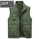 JEEP SPIRIT Jeep Spirit Vest Men's Spring and Autumn Casual Multi-Pocket Workwear Vest Men's Photography Fishing Vest Jacket Gray 2XL 155-170Jin Jin equals 0.5 kg