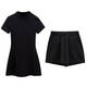 Jinggong Cheongsam Shorts en deux pièces Set Chinois Style Retro Girls Amélioration du Cheongsam Two-Piece Set Vêtements d'été Small Hat Slim Black # # 826 Robe + Shorts S S Recommandé 80-95Jin [Jin est égal à 0,5 kg]