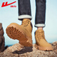 Warrior official Martin boots men's shoes spring and autumn outdoor hiking shoes retro work boots high top yellow boots men brown 40