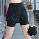 仙僖俫女士骑行裤假两件高腰大码防走光瑜伽短裤宽松薄款健身跑步运动 黑色 五·分裤 L