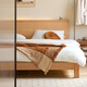 Cama original de madera maciza original Moderno simple Simple Night Light Oak Bed Bed dormitorio Doble de cama doble Estilo de registro L701D [Cuerpo alto - Color de madera] 1.8*2.0m cama individual
