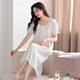 LangSha nightgown for women in summer pure cotton thin short sleeves with chest pads for home clothes for women sweet princess style can be worn outside dress 702 meters white (with chest pads) M[155-160cm/90-110Jin[Jin equals 0.5 kg]]