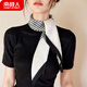 Antarctic scarf for women fashion stripes elegant ladies small square scarf versatile temperament decorative scarf wide edge stripes silver gray