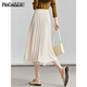 PinCai skirt women's spring fashion beaded design high waist mesh skirt solid color elastic waist skirt P13KB2128