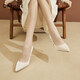 Daphne pointed toe stiletto temperament high heels for women black with skirt height increasing shoes for women beige 37