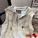 Van Zheshas neue ärmelloses Weste Sweatshirt für den Frühling, Frauen mit Kapuze -Strickjacke für Frauen koreanische Style Reißverschluss Nische Top 841 Grau vertikaler Pferd Clip XL 175