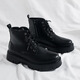 Yushang Zhenpin Martin Boots men's spring high-top British style casual leather shoes work shoes retro thick-soled short boots outdoor work boots black-41