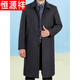 Hengyuanxiang High-End Long Over-Knie-Mantel Herren Wollmantel mittleren Alters und älterer Wolle Wolle Grabch Coat Winterkleidung Langes Marineblau (ohne Samt) 2xL/185 Empfohlen 150-165jin [Jin gleich 0,5 kg]
