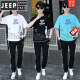 Jeep Spirit Summer Teen Teen Short Sleeve T-Shirt Boy Teen Clothy High School Junior High School Schüler Sommer Kleidung hübsche Sportset Trend Blue Set TZ9226 s [60-75jin [Jin gleich 0,5 kg]]