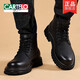 Cartelo Spring and Automne Martin Boots Men's 2025 Nouveau cuir haut toit épais semelles masculines Boots British Style Boots Warm and Fleece Boots Black 41