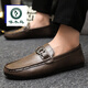 Woodpecker Chaussures masculines en cuir authentique, chaussures de petite cuir noires, une touche de chaussures à la mode, surface en cuir, chaussures de haricots décontractées pour hommes, mocassins pour hommes, YL-D878 Black Flagship Model 44