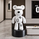Jizhao light luxury violent bear piggy bank large floor-standing ornaments living room decorations home TV cabinet housewarming gift red happy bear + round black base 98cm