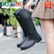 Cartelo Botas de lluvia de alto tubo japoneses para mujeres ropa de moda no deslizamiento, impermeable y zapatos de goma resistentes al desgaste para cocina de mar tubo largo botas de lluvia de fondo suave 689 botas de lluvia para mujeres amarillo 39