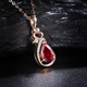Tingliang 1.7 carat natural garnet pendant 18K rose gold colored treasure necklace for your lover. Ready stock with 18K gold necklace.