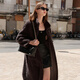 Three-color winter sheep fur grain velvet long plush jacket Teddy coat, dark gray M 160/84A