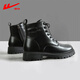 Huili men's shoes Martin boots men's fashion versatile casual boots spring black leather boots high top British style work boots