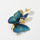 Lingmeng antique blue embroidered butterfly brooch for women, fabric high-end corsage placket pin, suit jacket accessories, embroidered blue butterfly 1 piece (including small gift box)