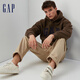 
Gap Men's and Women's LOGO Imitation Lambskin Dropsleeved Sweatshirt American Casual Warm Hoodie 807084 Dark Brown S (175/92A)