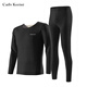 Cailv Kerini men's thermal underwear set autumn clothes and autumn trousers plus velvet warm slim bottoming shirt winter seamless V-neck velvet dark gray plus velvet 2XL