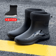 Neue Herbst- und Winter warme Regenschuhe für Männer Herren Wasserschuhe für Männer Kurzrohr flacher Boden Regenstiefel Wasserdichte Arbeit Schuhe Anti-Rutsch-Gummi Schuhe 829 rote Sohle [Standardgröße] 41