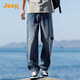 JEEP Jeep high-end men's jeans men's 2025 autumn and winter new loose straight pants trendy brand casual wide-leg pants men