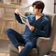Mandelefin 6xl Pajamas de gran tamaño Spring y otoño Pure Cotton Fat 300 Jin [Jin equivale a 0.5 kg] Agregue peso para aumentar la ropa casera de manga de mediana edad 9905 5XL (220-260 Jin [Jin equivale a 0.5 kg])