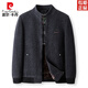 Pier Cardin Wool Wool Chaqueta de lana para hombres, otoño e invierno, además de terciopelo, tweed cálido tweed de mediana edad, traje de papá XL xl