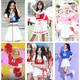 
He Jiangong cheerleading costume adult football cheerleading sports meeting class uniform performance uniform student men and women dance suit 8065 single top + 841 skirt red edge socks XL