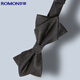 Romon Men's Bow Tie Wedding Groomsman Best Man Formal Shirt Black Double-layer Bow Tie Black Gift Box