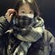 Bo Na Ling Scarf Women's Winter New Korean Retro Plaid Couple Shawl Thickened Warm Scarf as a Gift for Boyfriend Couple Scarf Black Gray