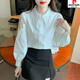 
Piercadian embroidered cotton shirt for women's autumn new fashion embroidered white shirt loose and versatile long-sleeved top CY9227 White 2XL [Suggested 131-145Jin [Jin equals 0.5 kg]]