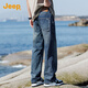 JEEP Jeep high-end men's jeans men's 2025 autumn and winter new loose straight pants trendy brand casual wide-leg pants men