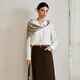 Olrain French simple top women's autumn new commuter white shirt with scarf off-white M
