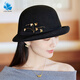 Lan Shimeng wearing top hat 2024 new butterfly embellished wool curled basin hat for women in autumn and winter, warm and fashionable, small fisherman hat with face, deep burgundy, one size fits all for adults (hidden adjustment 56-57.5cm)