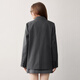 Leding Gray Style Flat Lapel Striped Suit Jacket Autumn New Bow Design Suit Black, White and Gray Stripes (Ready Stock) XS