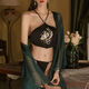 Dispositif émotionnel sexy Transparent Retro BellyBand Phoenix Sexy Hanfu Uniforme Pyjamas Pure Passion Set Peacock Green + 9756 One Size (80120)