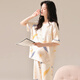 Odifen 100% Baumwoll antibakterielle Anti-Mitentiten Frauen-Pyjama Frauen reines Baumwoll kurzärmelige Heimkleidung Set Starry Sky Aprikosen L.