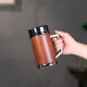 Tanxuange Purpurton Tee Tasse Thermos Cup Herren High-End Office Tea Tasse Praktische Geschenk Custom Logo Spiegel Mahagoni Holz Getreide (Lederbox) 450 ml