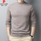 Pierre Cardin 100% wool sweater men's thin half turtleneck sweater middle-aged solid color versatile sweater black 170