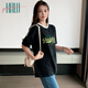 Halo Queen Lose T-Shirt Sport kurzärmelig T-Shirt Damen Sommerkontrastbriefdruck Top H143T1416