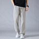 Monpoc Hosen Herren Spring- und Herbststil Trendy lose gerades Mesh atmungsaktives Eis Seiden Casual Hosen 6636 Khaki M.