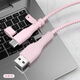 HAPPYMAKER data cable protective cover, universal for Android and Apple phones, Huawei, Xiaomi, vivo OnePlus ACEpro3 all-inclusive data cable, anti-breakage winding rope silicone mobile phone case, Android data cable protective sleeve at both ends, light pink, with dustproof plug