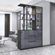 Henglesheng Eingangsschrank Schuhschrank integrierter Weinschrank Abteilung Wohnzimmer Eingang doppelseitig Foyer Schrank Wohnzimmer Weinschrank P01: [Marmor Weiß + Schwarz Eiche] 1050