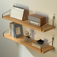 Nifeng wall storage rack without punching holes for bedroom bedside dormitory wall wall hanging bookshelf wooden one-word partition storage shelf solid wood color 40*15 free sticky hooks/seamless nails
