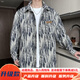 Mu Qibo Barockjacke Herren Spring- und Herbststil japanischer Stil gutaussehender dunkles Muster viel vielseitiger loser Casual Stand Collar Jacket Männer J683 Black L [110-130jin [Jin gleich 0,5 kg]]