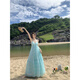 Yiou Purple Mint Green V-Neck Hanging Neck Sling Long Robe Summer Dopamine Seaside Vacation Fairy Jupe 9755 Picture Couleur L